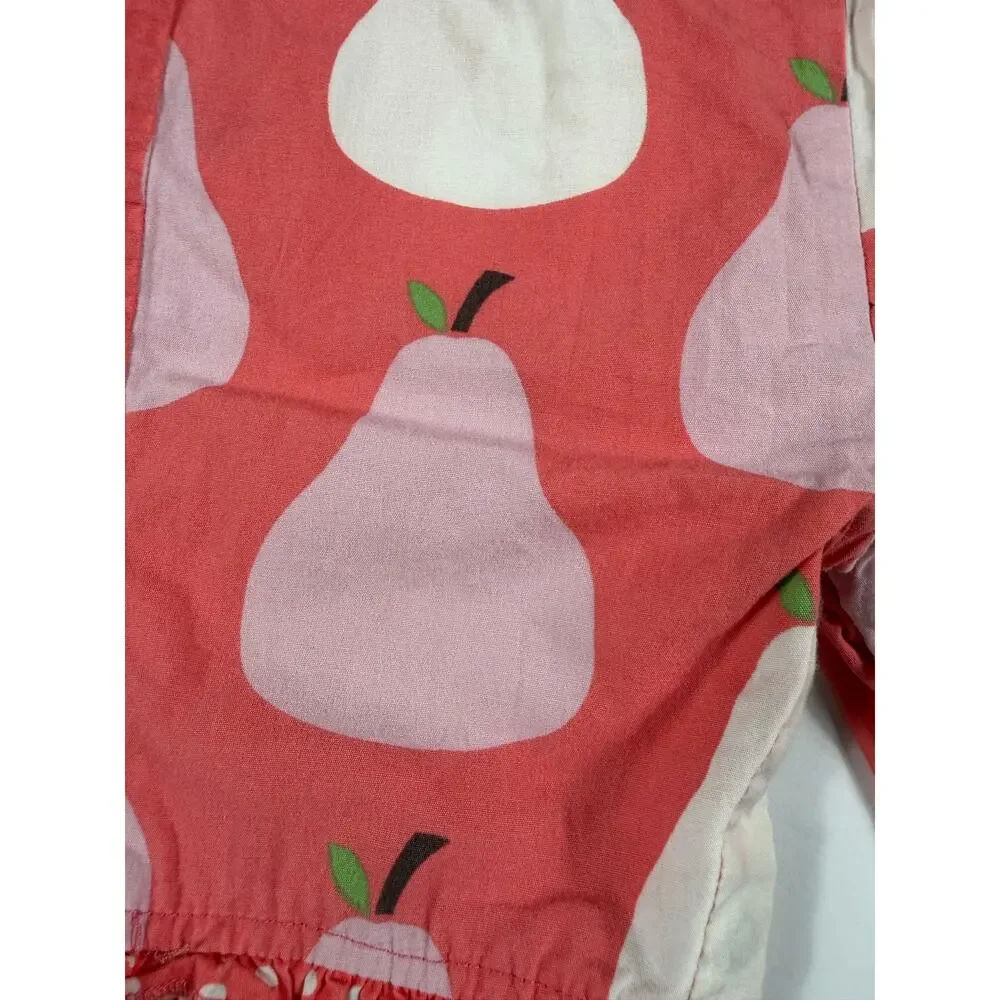 Mini Baby Boden Pear Print Shortalls Romper Size 6-12 Months